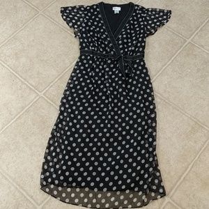 Motherhood maternity black white polka dot dress S